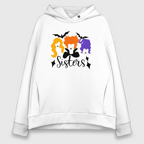 Женское худи оверсайз The Witch Sisters - Hocus Pocus / Белый – фото 1