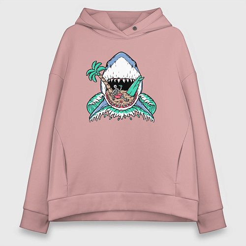Женское худи оверсайз Акула и сервер / Пыльно-розовый – фото 1