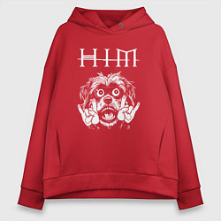 Толстовка оверсайз женская HIM rock dog, цвет: красный