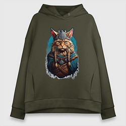 Женское худи оверсайз Кот викинг