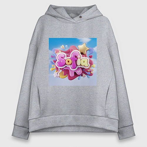 Женское худи оверсайз Имя София жвачка / Меланж – фото 1