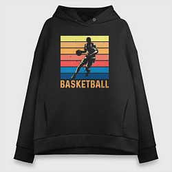 Толстовка оверсайз женская Basketball lettering, цвет: черный