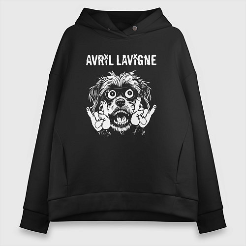 Женское худи оверсайз Avril Lavigne rock dog / Черный – фото 1