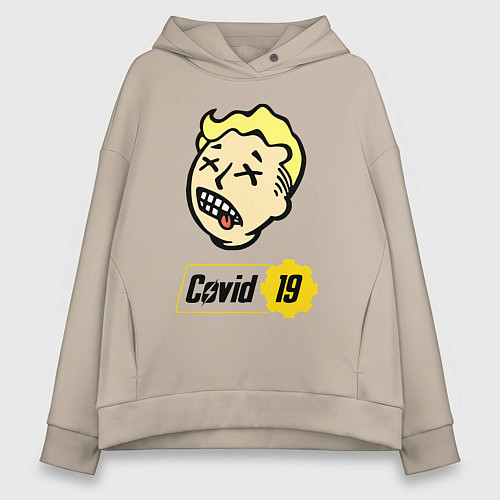 Женское худи оверсайз Vault boy - covid 19 / Миндальный – фото 1