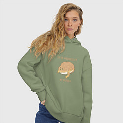 Толстовка оверсайз женская Жаба из мема среда мои чуваки, цвет: авокадо — фото 2