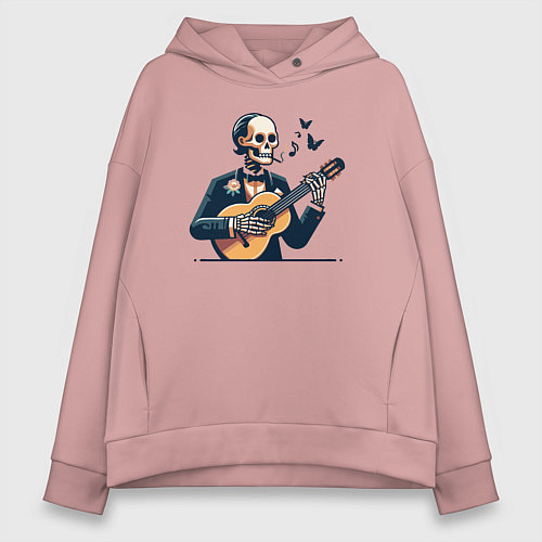 Женское худи оверсайз Dead melody / Пыльно-розовый – фото 1