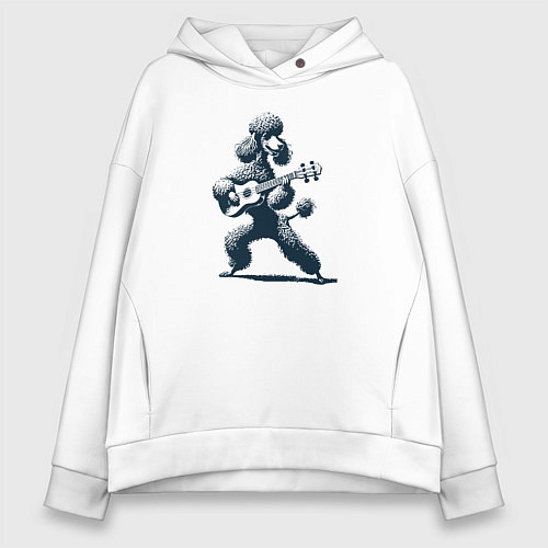 Женское худи оверсайз Пудель играет на гитаре укулеле / Белый – фото 1