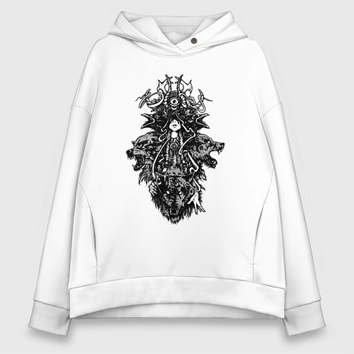 Женское худи оверсайз Шаманка и духи природы / Белый – фото 1