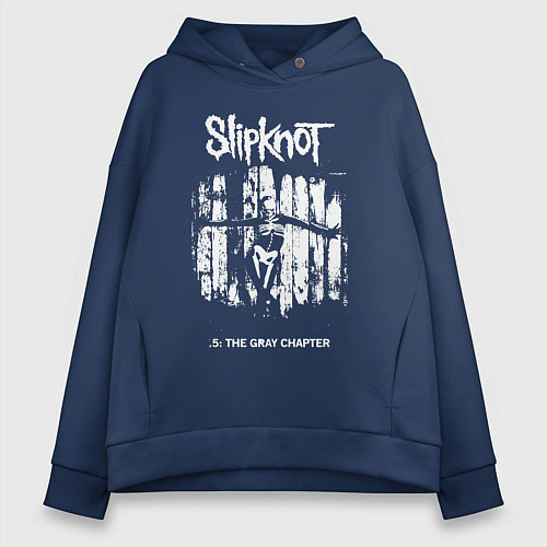 Женское худи оверсайз Slipknot - skeleton girl / Тёмно-синий – фото 1