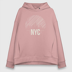 Толстовка оверсайз женская NYC vibe, цвет: пыльно-розовый