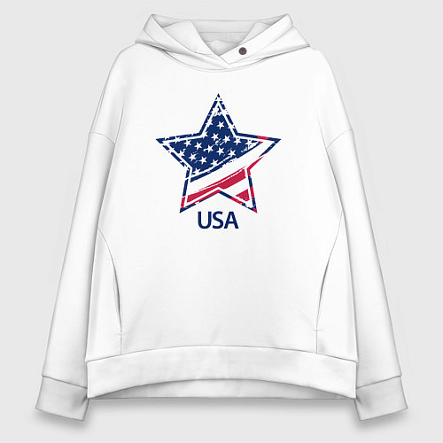 Женское худи оверсайз Star - USA / Белый – фото 1