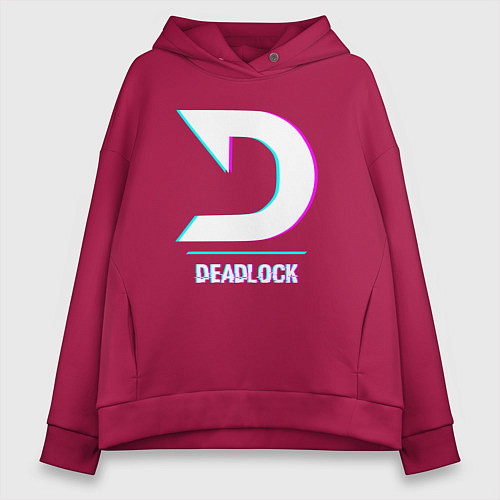 Женское худи оверсайз Deadlock в стиле glitch и баги графики / Маджента – фото 1
