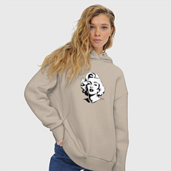 Толстовка оверсайз женская Мэрилин Монро в черно белом цвете, цвет: миндальный — фото 2