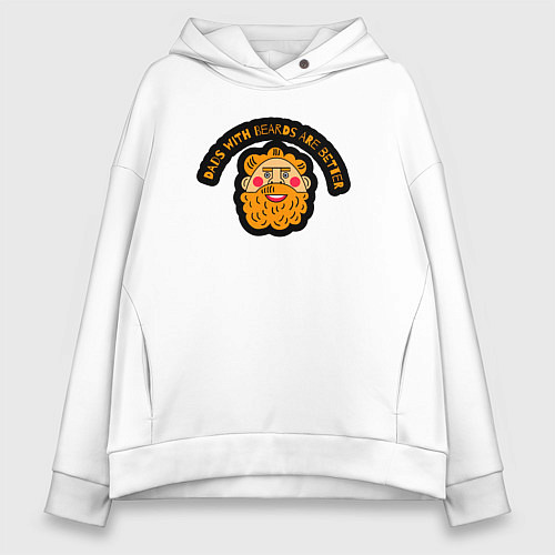 Женское худи оверсайз Папы с бородой лучше / Белый – фото 1