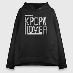 Толстовка оверсайз женская K-pop lover, цвет: черный