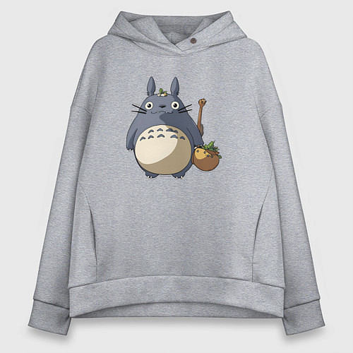 Женское худи оверсайз Смешной тоторо / Меланж – фото 1