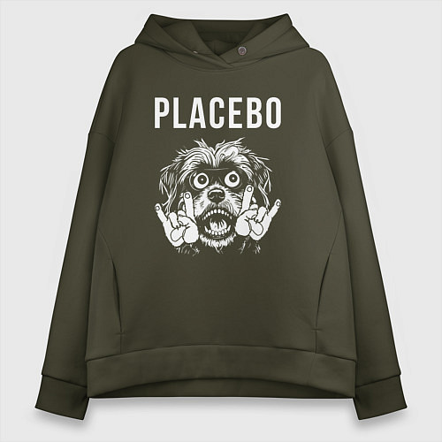 Женское худи оверсайз Placebo rock dog / Хаки – фото 1