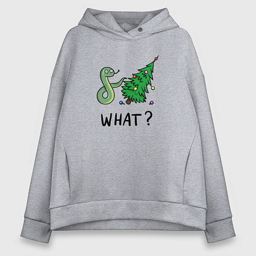 Женское худи оверсайз Змей роняет елку / Меланж – фото 1