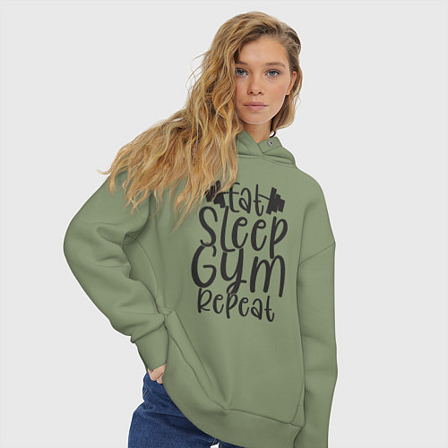 Женское худи оверсайз Eat sleep gym / Авокадо – фото 3
