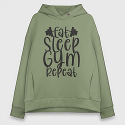 Женское худи оверсайз Eat sleep gym