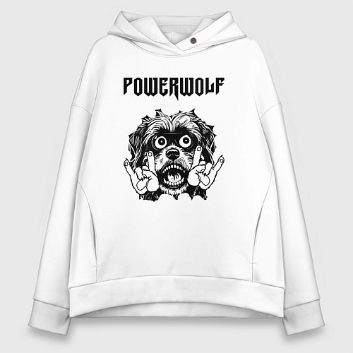 Женское худи оверсайз Powerwolf - rock dog / Белый – фото 1