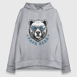 Толстовка оверсайз женская Папа медведь в очках, цвет: меланж