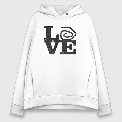 Женское худи оверсайз Love true detective / Белый – фото 1