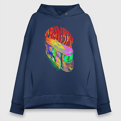 Женское худи оверсайз Трамвай - не наркотик / Тёмно-синий – фото 1