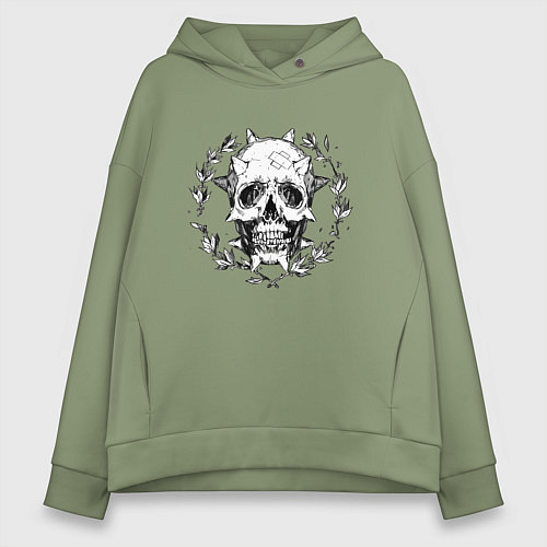 Женское худи оверсайз Life is Strange - Череп с шипами / Авокадо – фото 1