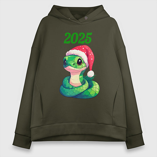 Женское худи оверсайз Зеленая змейка 2025 год / Хаки – фото 1