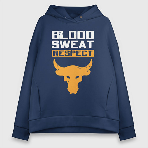 Женское худи оверсайз Blood sweet respect logo / Тёмно-синий – фото 1