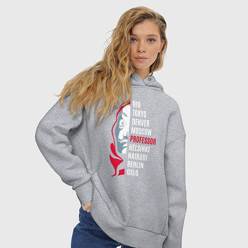 Женское худи оверсайз Профессор - бумажный дом / Меланж – фото 3