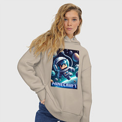 Толстовка оверсайз женская Космонавт оторвавшийся от космолёта - Майнкрафт, цвет: миндальный — фото 2