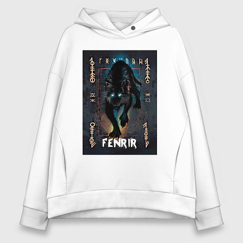 Женское худи оверсайз Fenrir black vinyl / Белый – фото 1