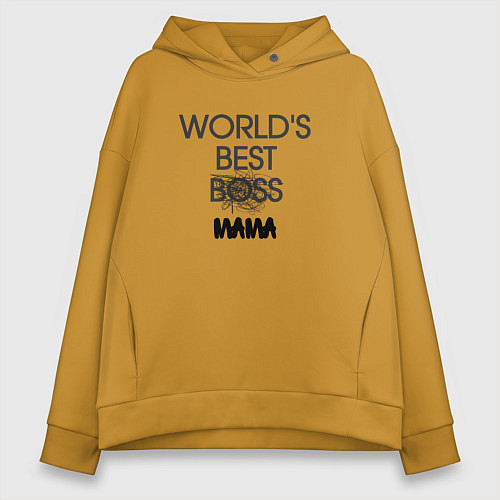 Женское худи оверсайз Worlds best мама / Горчичный – фото 1