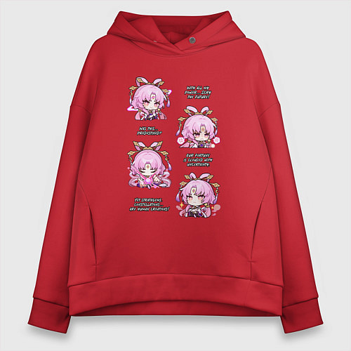 Женское худи оверсайз Фу Сюань фразы / Красный – фото 1