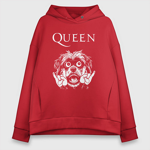 Женское худи оверсайз Queen rock dog / Красный – фото 1