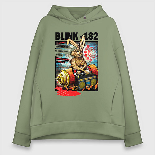 Женское худи оверсайз Blink 182 band / Авокадо – фото 1