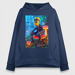 Женское худи оверсайз Барт Симпсон сидит на сказочном грибе - нейроарт ф