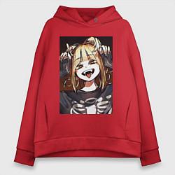 Толстовка оверсайз женская Песнь ночных сов Надзуна Нанакуса, цвет: красный