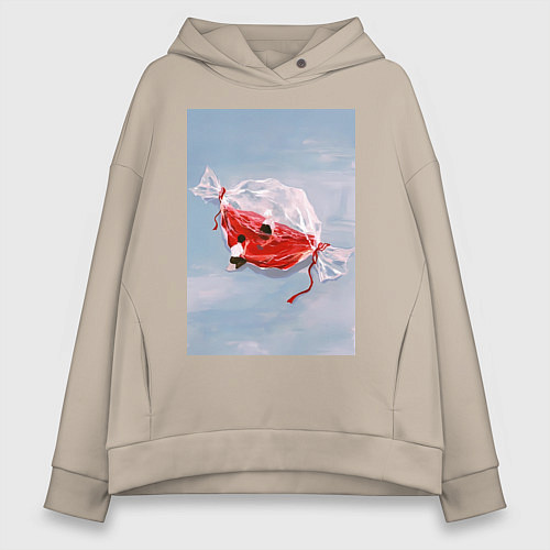Женское худи оверсайз Евангелион Синдзи Икари Рей Аянами / Миндальный – фото 1