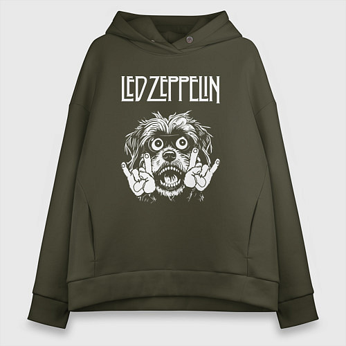 Женское худи оверсайз Led Zeppelin rock dog / Хаки – фото 1