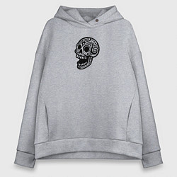 Женское худи оверсайз Смеющийся череп тату