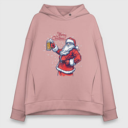 Женское худи оверсайз Merry Christmas Santa beer