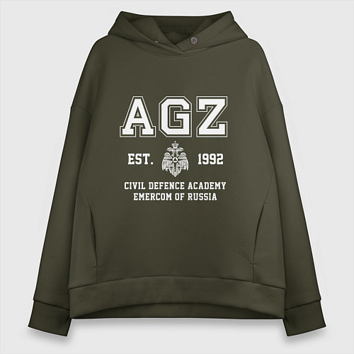 Женское худи оверсайз Академия Гражданской Защиты МЧС России / Хаки – фото 1