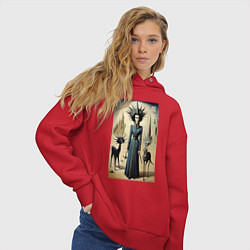 Толстовка оверсайз женская Ведьма с похожей планеты - готика, цвет: красный — фото 2