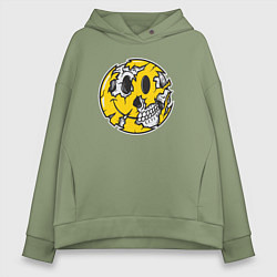 Толстовка оверсайз женская Smile skull, цвет: авокадо