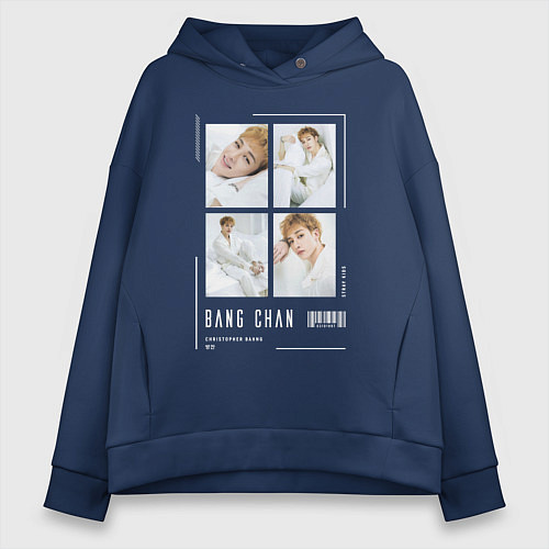 Женское худи оверсайз Bang chan stray kids cute / Тёмно-синий – фото 1