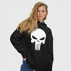 Толстовка оверсайз женская Punisher logo, цвет: черный — фото 2