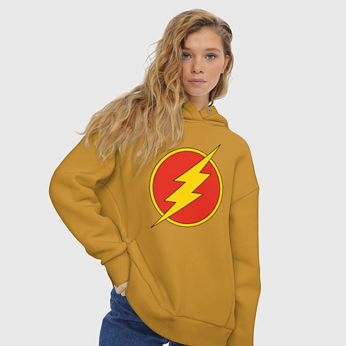 Женское худи оверсайз Flash logo / Горчичный – фото 3